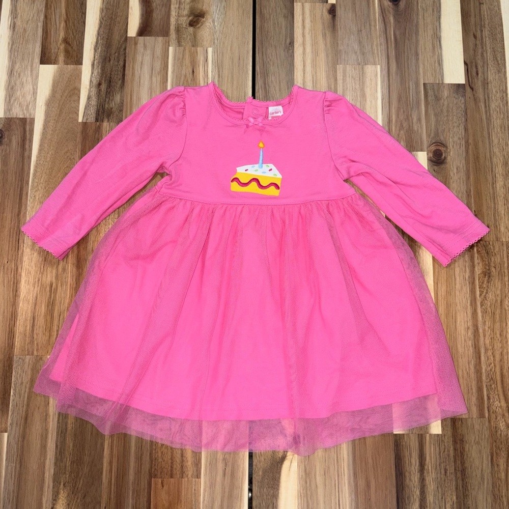 Pink Cake Birthday Dress with Tulle Skirt -Size 12 months